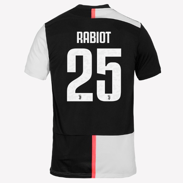 Camiseta Juventus NO.25 Rabiot Replica Primera Ropa 2019/20 Blanco Negro